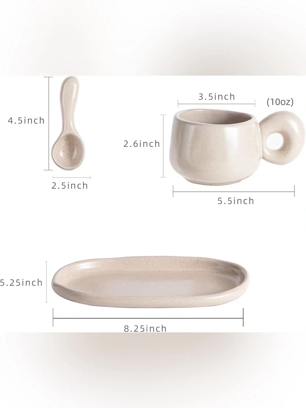 Uaral Ceramic Coffee Mugs Set,Cups Set with Saucer and Spoon